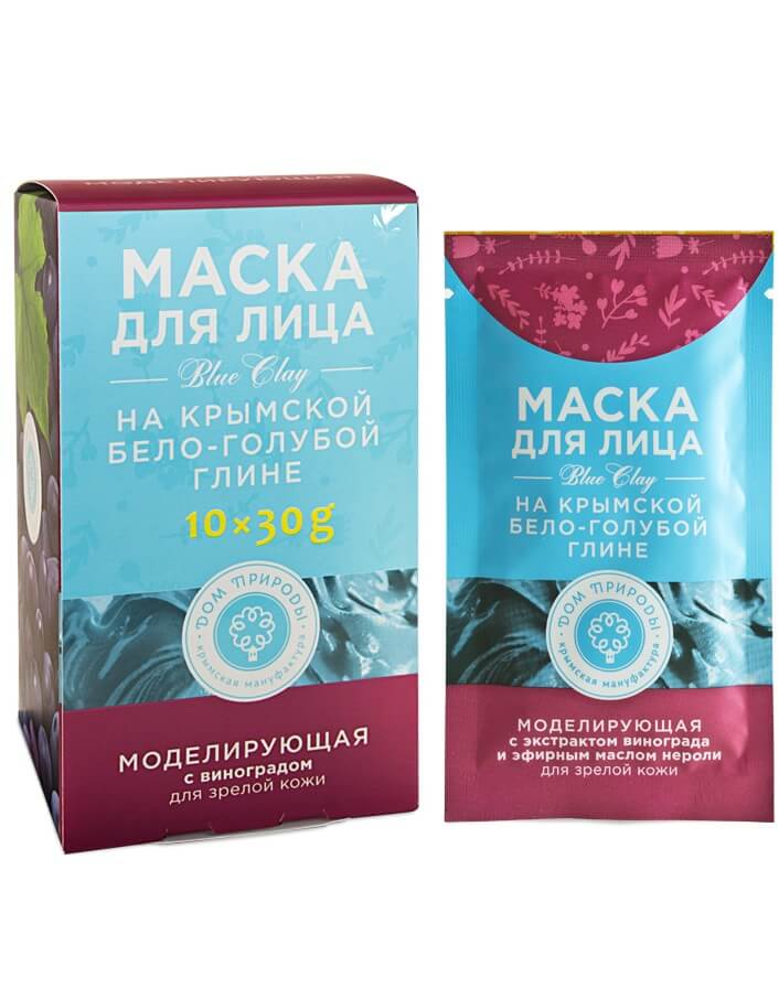 Маска для лица на крымской бело-голубой глине с виноградом для зрелой кожи 30 г