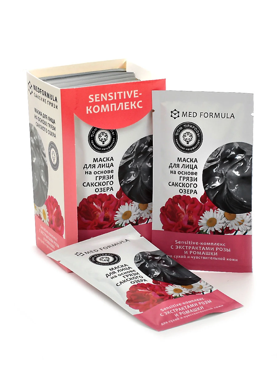 Маска для лица Sensitive-комплекс на основе грязи Сакского озера Med Formula 10 шт. по 30 г