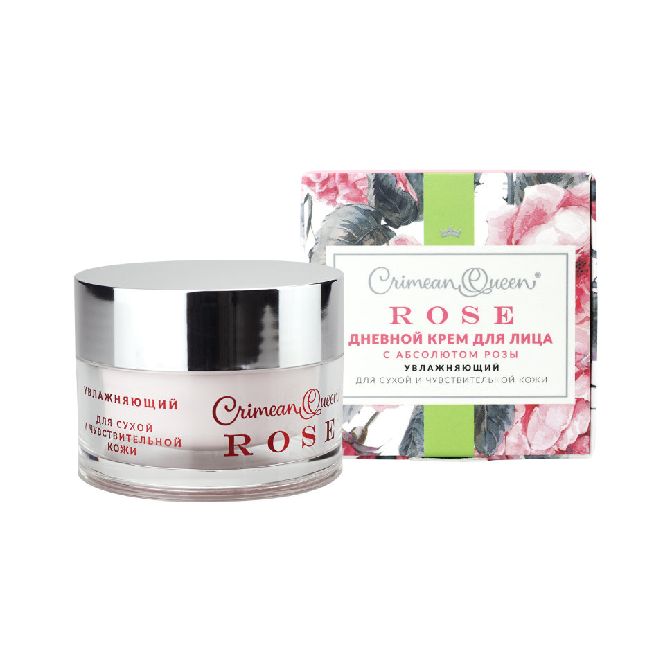 Крем для лица увлажняющий дневной для сухой и чувствительной кожи Crimean Queen Rose 50 г